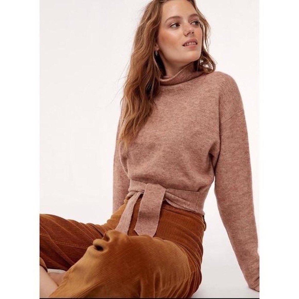 Aritzia Pink Cowl Neck Sweater